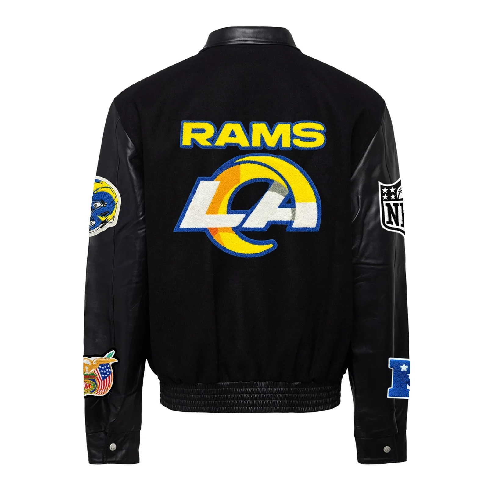 Los angeles rams jeff hamilton wool leather varsity jacket black 2