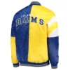Los angeles rams leader satin varsity jacket yellow blue 3