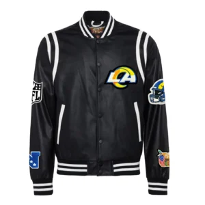 Los angeles rams leather varsity jacket black 1