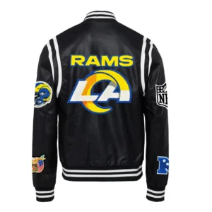 Los angeles rams leather varsity jacket black 2