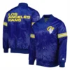 Los angeles rams starter pick and roll full snap satin varsity jacket blue 2