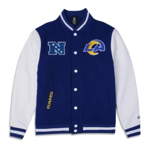 Los angeles rams third down full snap varsity jacket blue white 1