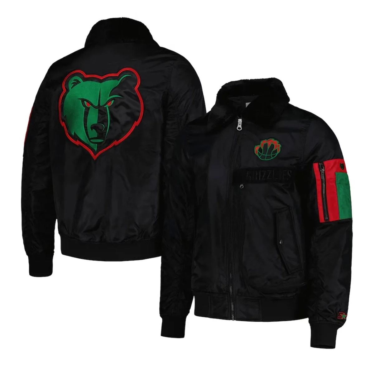 Memphis grizzlies black history month satin bomber jacket