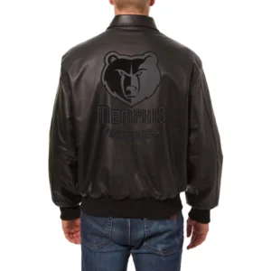 Memphis grizzlies full leather bomber varsity jacket black 2