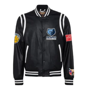 Memphis grizzlies leather varsity jacket black 1