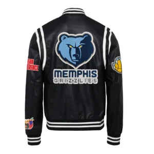 Memphis grizzlies leather varsity jacket black 2
