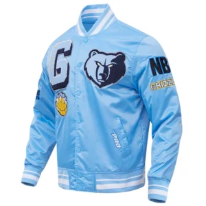 Memphis grizzlies mashup full snap satin varsity jacket blue 7