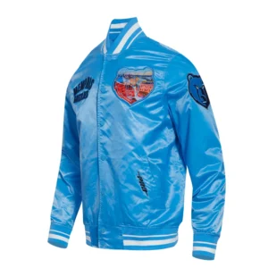 Memphis grizzlies pro standard city centric blue satin varsity jacket 1