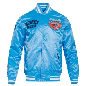 Memphis grizzlies pro standard city centric blue satin varsity jacket 2