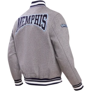 Memphis grizzlies pro standard crest emblem gray wool varsity jacket 2
