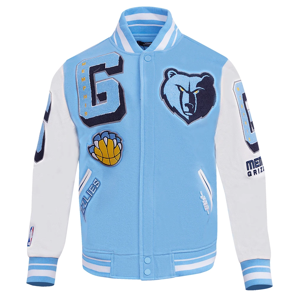 Memphis grizzlies pro standard mashup wool and leather varsity jacket 2