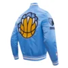 Memphis grizzlies pro standard retro classic blue satin varsity jacket 3