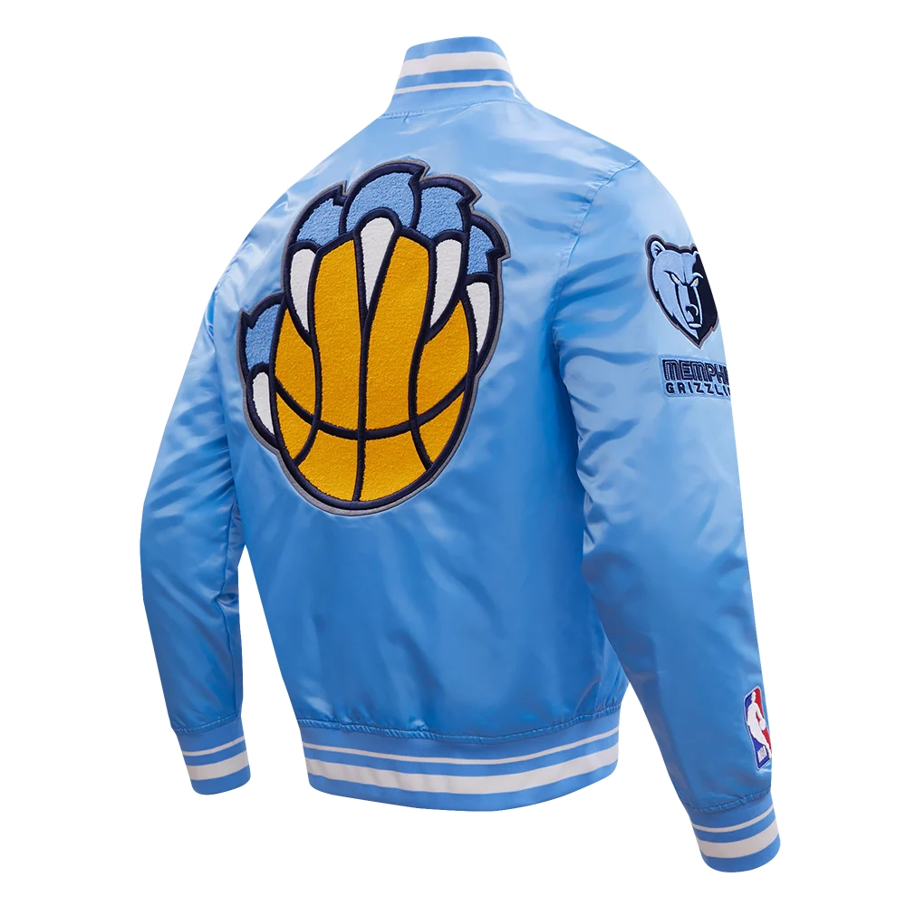Memphis grizzlies pro standard retro classic blue satin varsity jacket 3