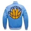 Memphis grizzlies pro standard retro classic blue satin varsity jacket 4
