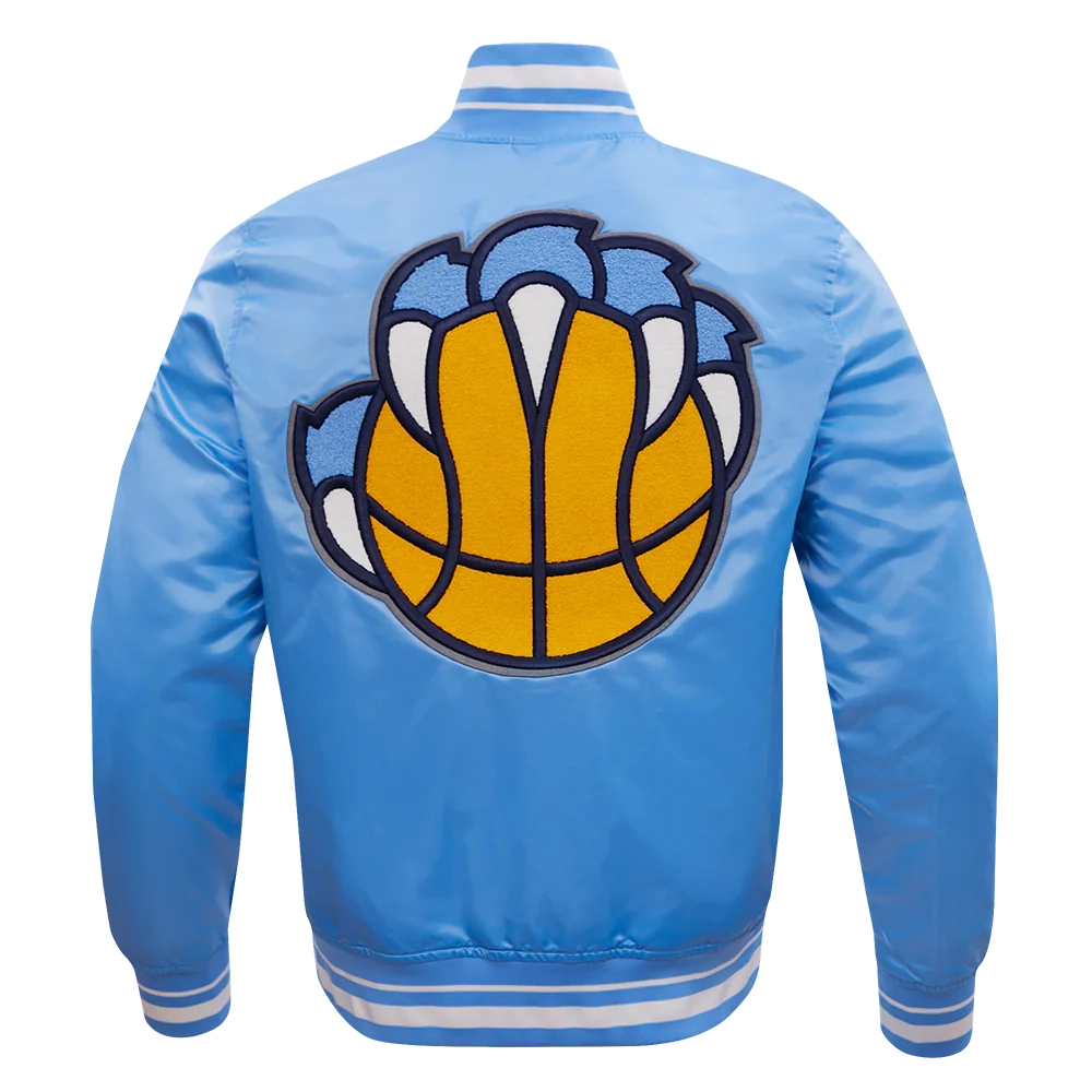 Memphis grizzlies pro standard retro classic blue satin varsity jacket 4