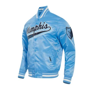 Memphis grizzlies pro standard script tail blue satin varsity jacket 1