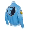 Memphis grizzlies pro standard script tail blue satin varsity jacket 3