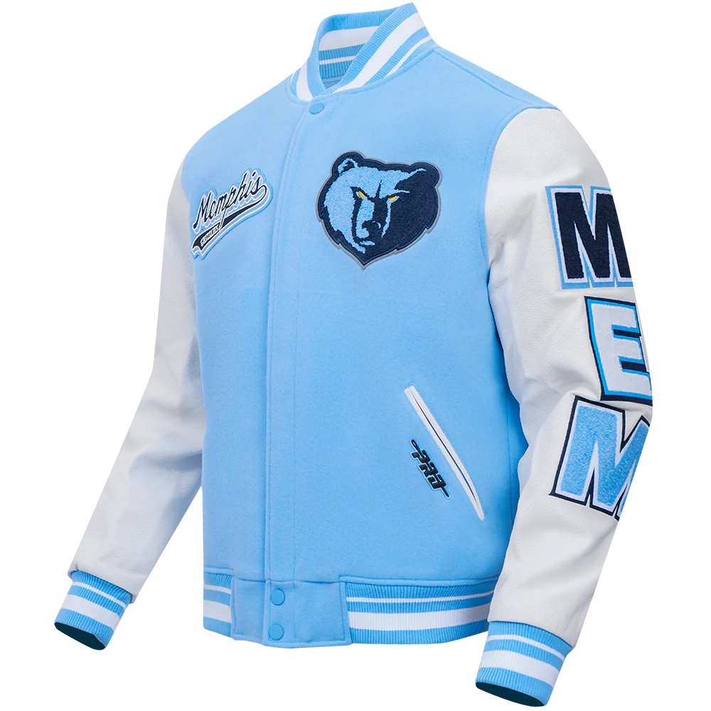 Memphis grizzlies pro standard script tail wool and leather varsity jacket 1