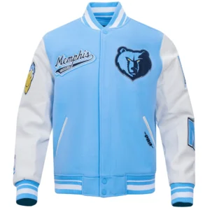 Memphis grizzlies pro standard script tail wool and leather varsity jacket 2