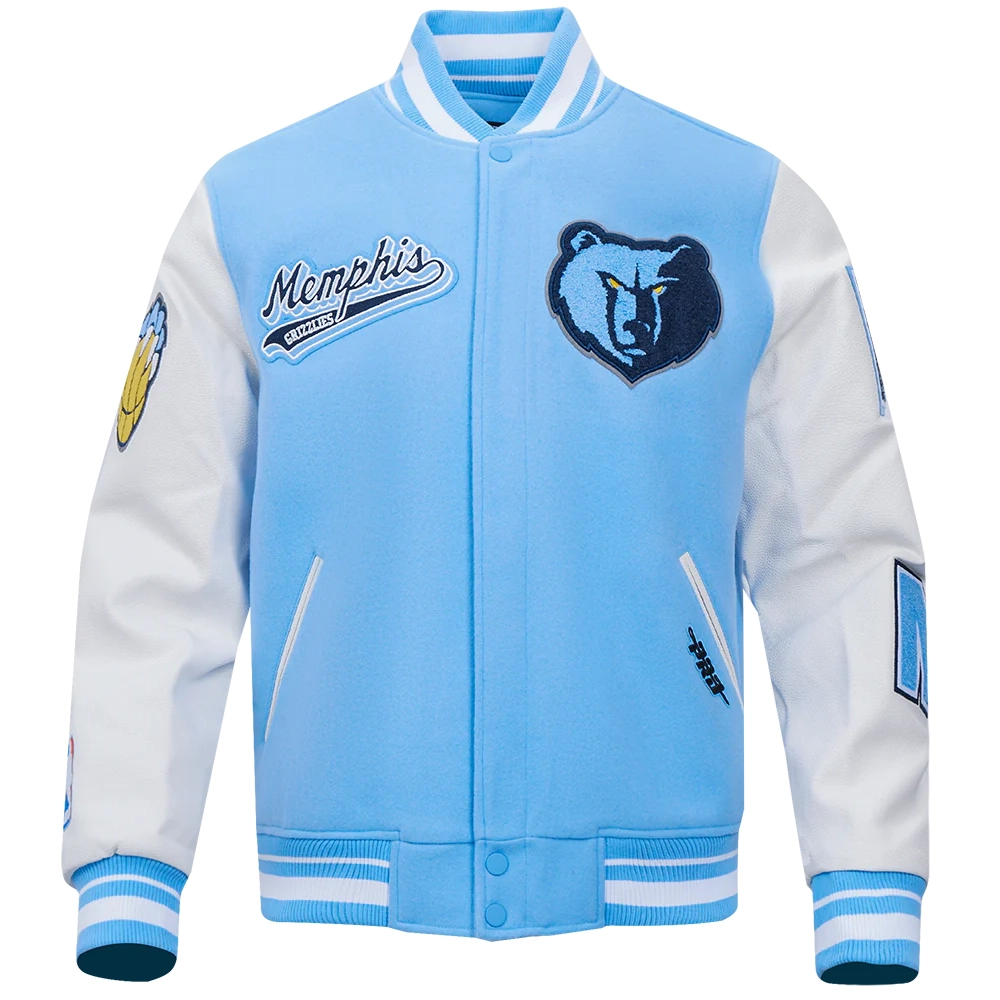 Memphis grizzlies pro standard script tail wool and leather varsity jacket 2
