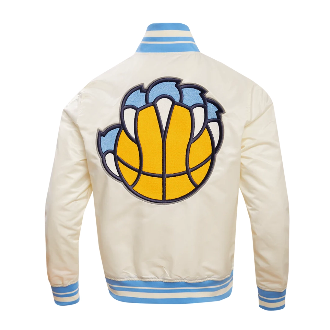 Memphis grizzlies retro classic full snap satin varsity jacket cream 3