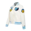 Memphis grizzlies retro classic womens full snap satin varsity jacket cream 2