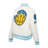 Memphis grizzlies retro classic womens full snap satin varsity jacket cream 3