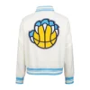 Memphis grizzlies retro classic womens full snap satin varsity jacket cream 4