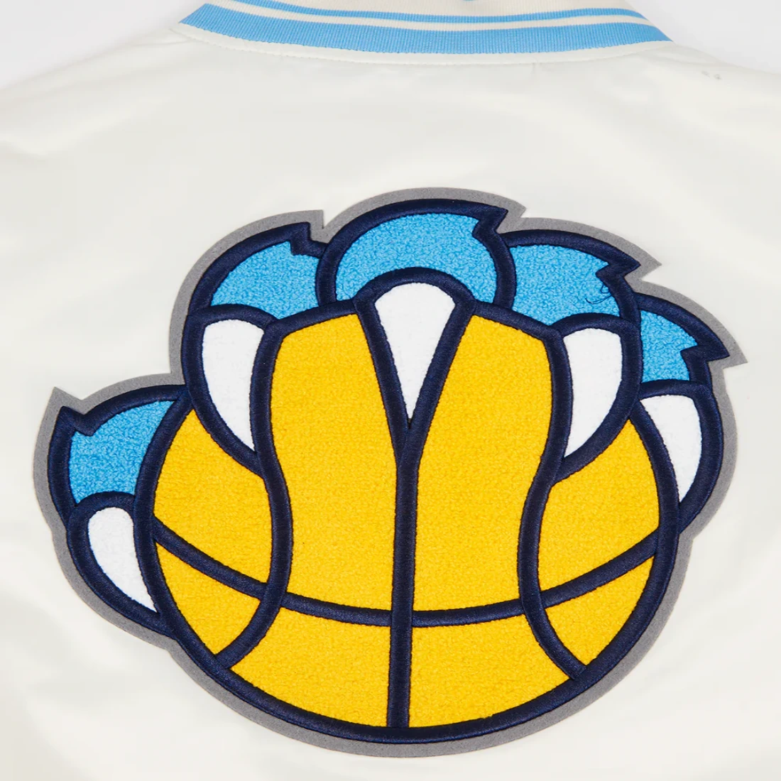 Memphis grizzlies retro classic womens full snap satin varsity jacket cream 5