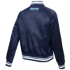 Memphis grizzlies script tail womens full snap satin varsity jacket navy 2