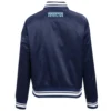 Memphis grizzlies script tail womens full snap satin varsity jacket navy 3
