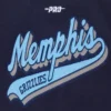Memphis grizzlies script tail womens wool leather varsity jacket navy white