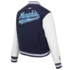 Memphis grizzlies script tail womens wool leather varsity jacket navy white 3