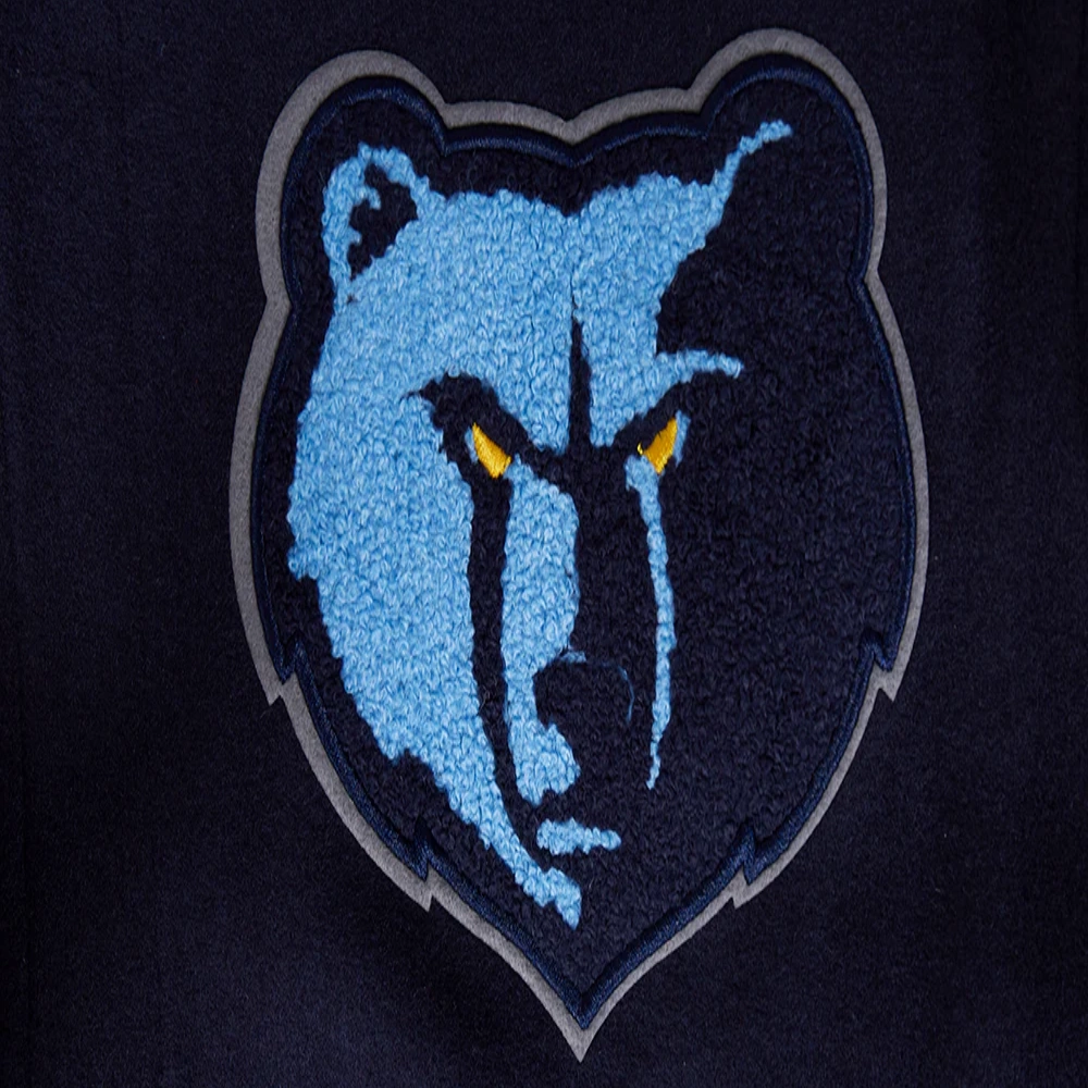 Memphis grizzlies script tail wool leather varsity jacket navy white 1