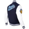 Memphis grizzlies script tail wool leather varsity jacket navy white 3