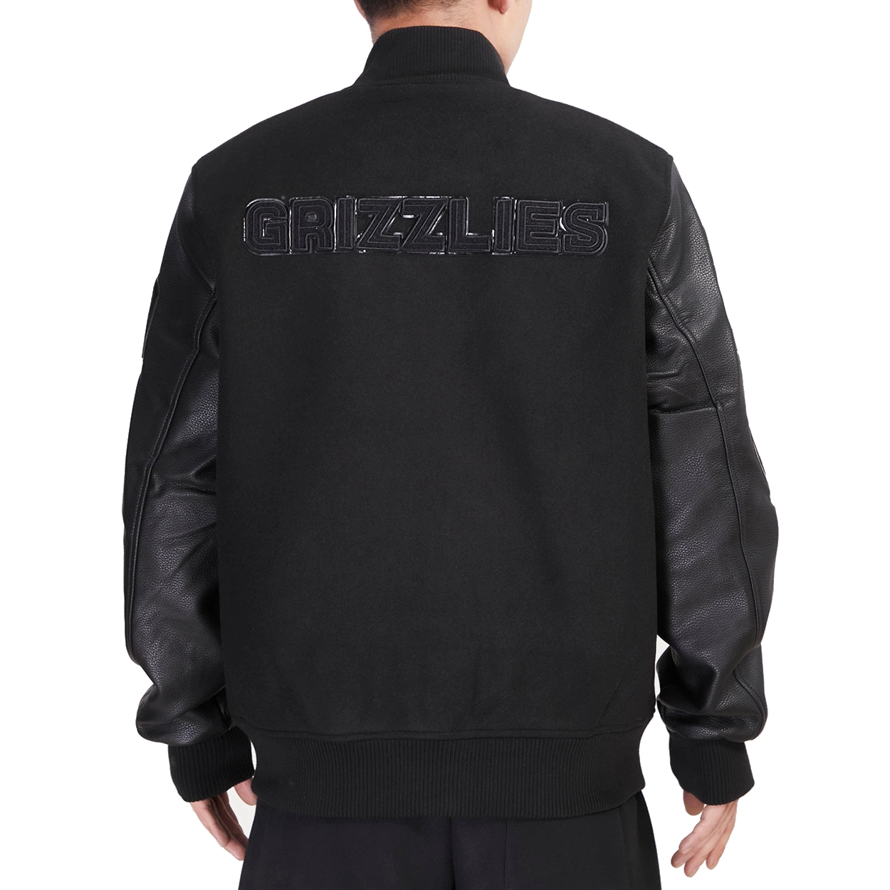 Memphis grizzlies triple black wool varsity jacket 1