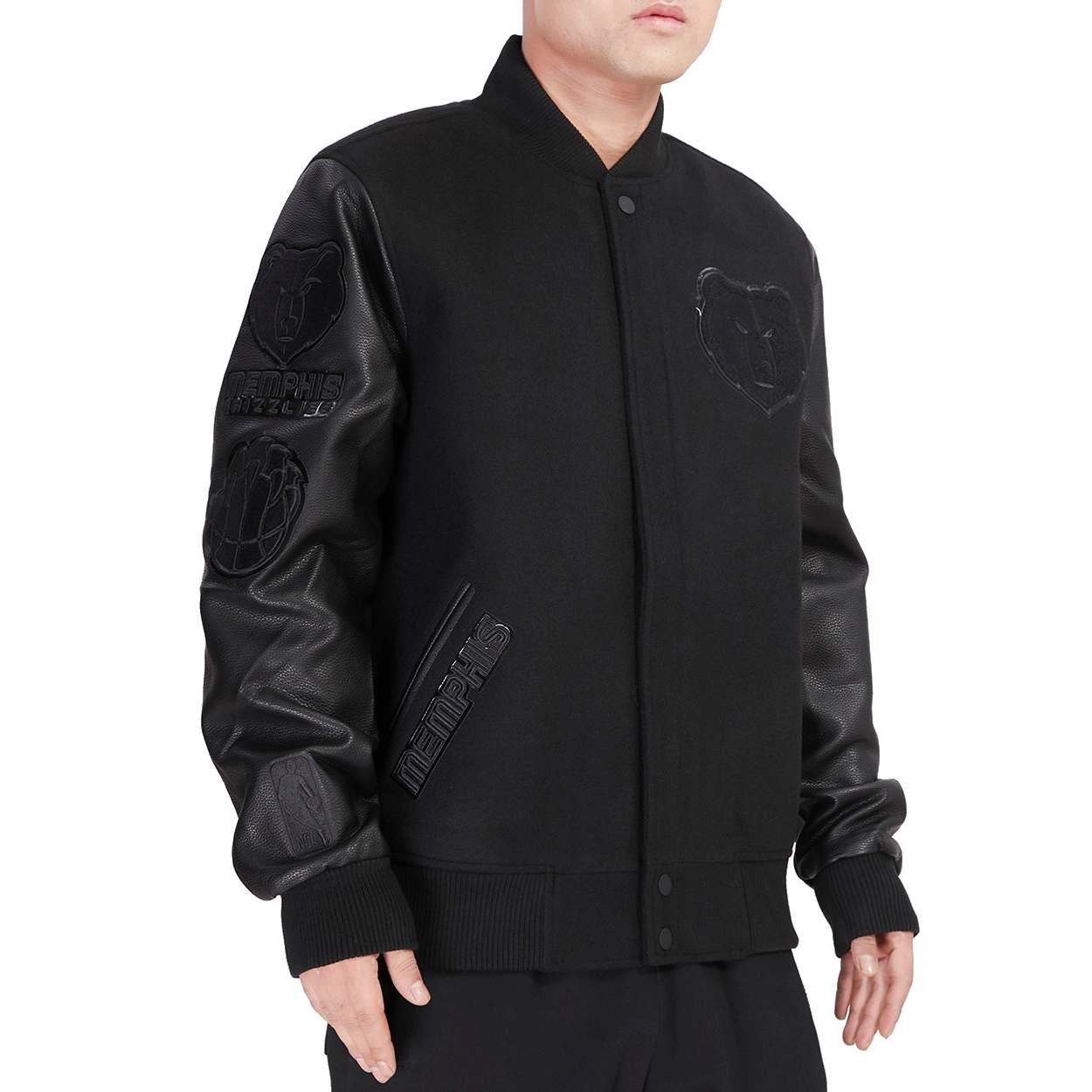 Memphis grizzlies triple black wool varsity jacket 2