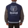 Memphis grizzlies two tone wool varsity jacket navy grey 1