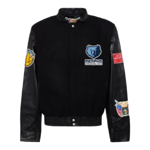 Memphis grizzlies wool leather varsity jacket black 1