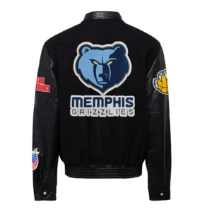 Memphis grizzlies wool leather varsity jacket black 2