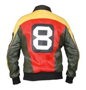 Mens 8 ball multicolor geniune leather jacket new 01