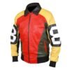 Mens 8 ball multicolor geniune leather jacket new 02