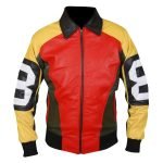 Men's 8 Ball Red/Yellow Leather Jacket