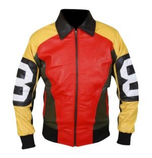 Mens 8 ball multicolor geniune leather jacket new