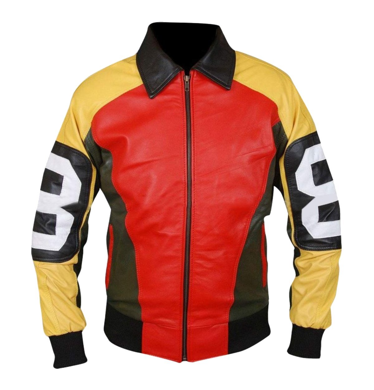 Mens 8 ball multicolor geniune leather jacket new