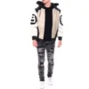 Mens 8 ball sand bomber leather jacket faux fur hood 004