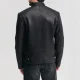 Mens adjustable waist black leather jacket