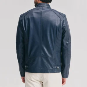 Mens adjustable waist navy moto jacket