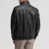 Mens black bomber leather jacket
