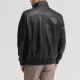 Mens black bomber leather jacket